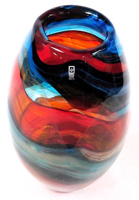 Lot 22 - A Mdina glass vase, of ovoid form, with blue...