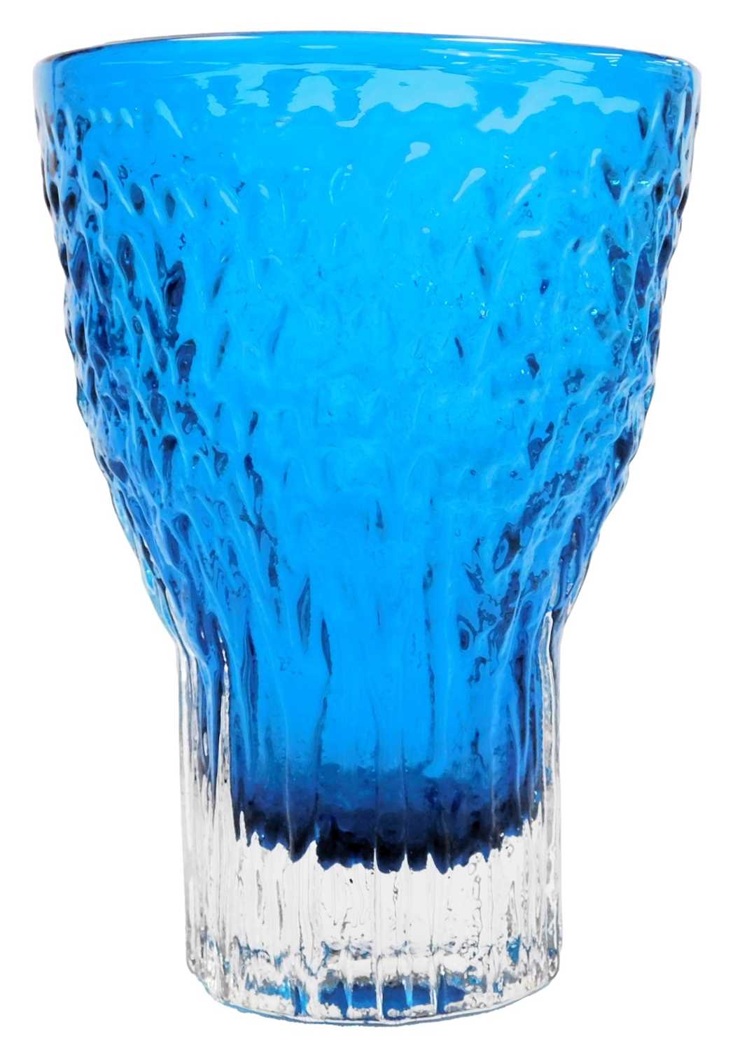 Lot 33 - A Whitefriars Kingfisher Blue glass chalice,...