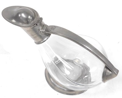 Lot 52 - A cut glass and pewter taverna duck decanter,...