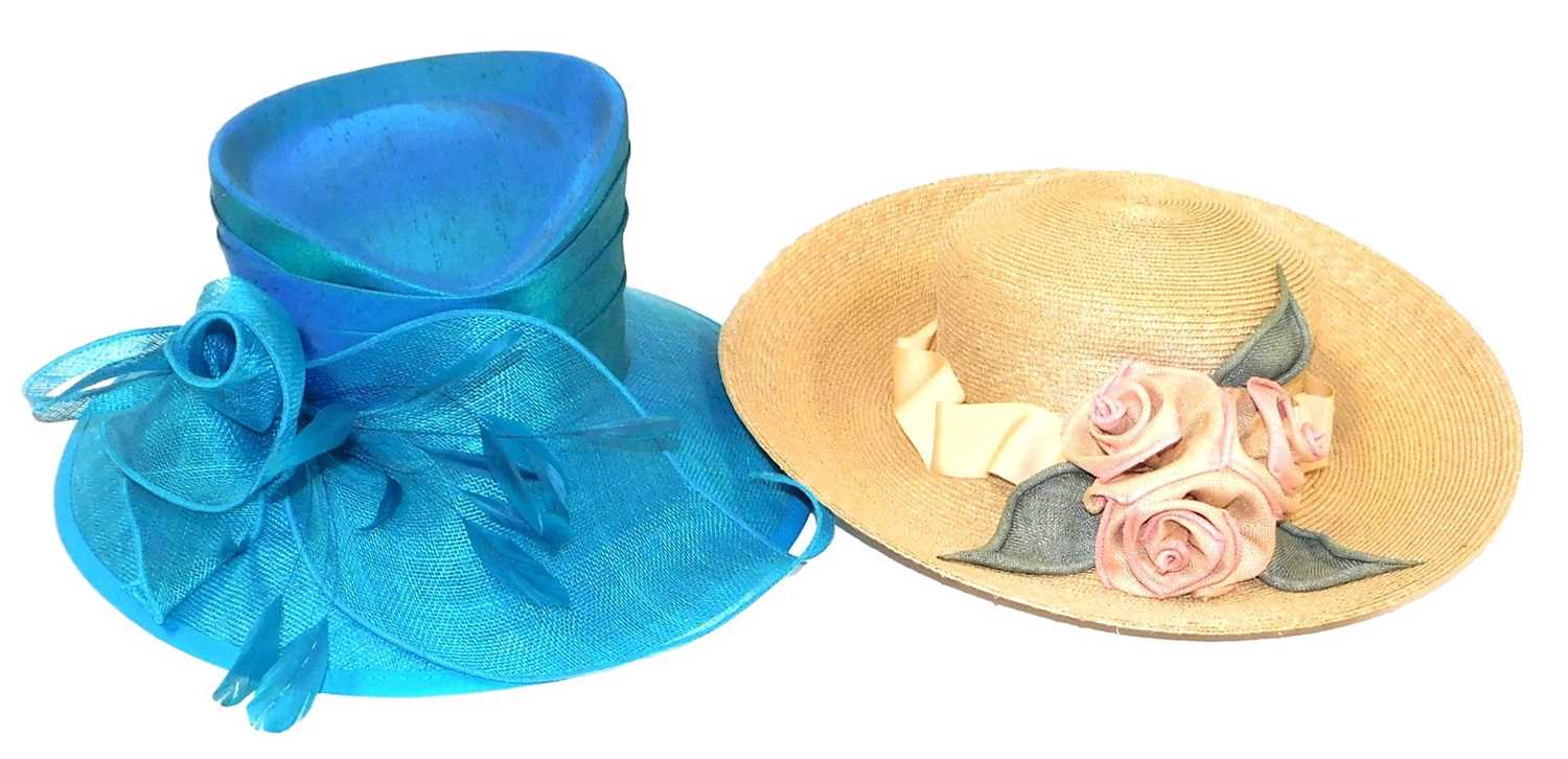Lot 66 - A Jacqueline Meszaros turquoise satin and...