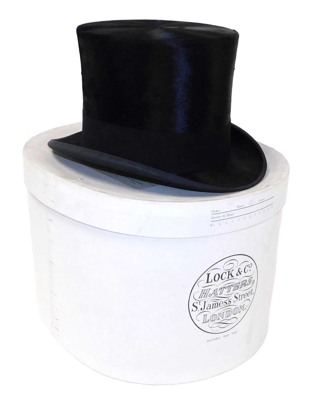 Lot 68 - A Herbert Johnson black silk top hat, inner...