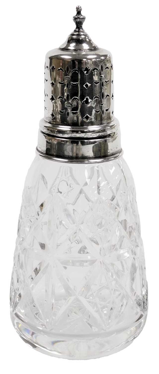 Lot 106 - An Elizabeth II cut glass and silver sugar...