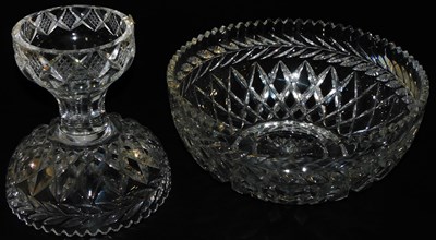 Lot 19 - A cut glass pedestal bowl, engraved with a...
