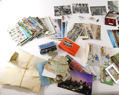 Lot 541 - Miscellaneous ephemera, to include postcards,...