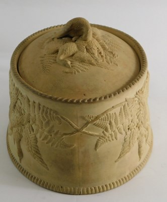 Lot 108 - A 19thC caneware oval game pie dish and cover,...