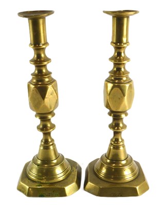 Lot 146 - A pair of late 19thC Victorian brass Diamond...