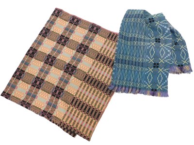 Lot 200 - Two Welsh type blankets, in shades of pink,...