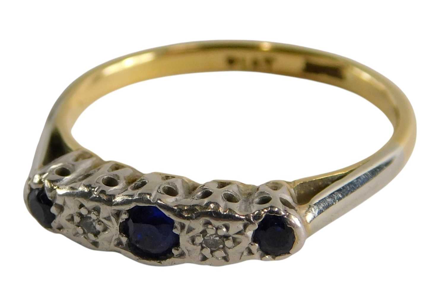 Lot 73 - A sapphire and diamond five stone ring, the...