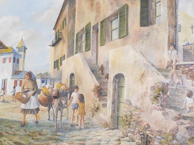 Lot 477 - C Steer. Continental village scene with...