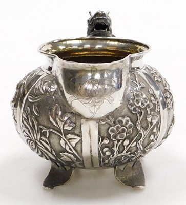 Lot 9 - A late 19thC Chinese silver cream jug and...