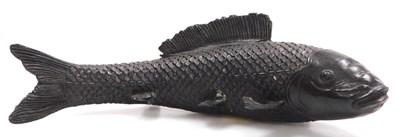 Lot 40 - A 20thC Chinese bronze figure of a carp, 27cm...