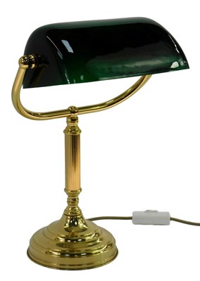 Lot 37 - A 20thC desk lamp, with a green glass shade,...