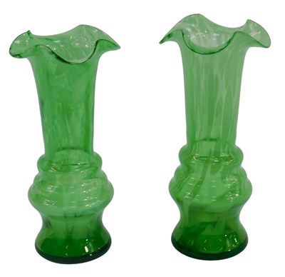 Lot 41 - A pair of early 20thC green mottled glass...