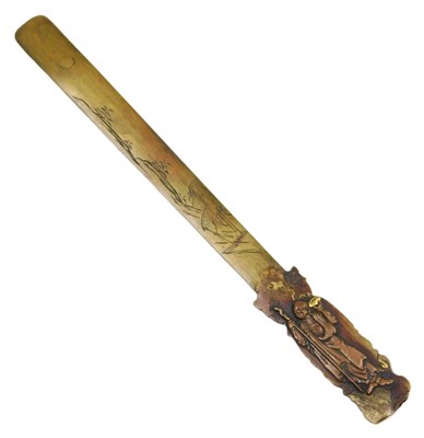 Lot 87 - A Meiji period brass and copper page...
