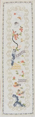 Lot 91 - Two 20thC Chinese silk sleeve panels,...