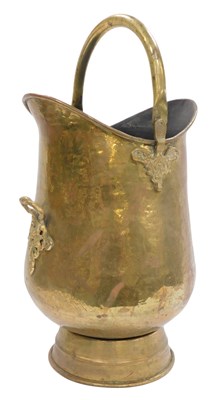 Lot 370 - A brass coal scuttle, of bellied form, with a...
