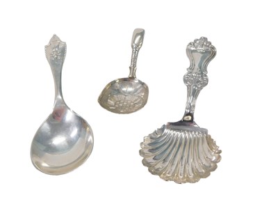 Lot 119 - Three Georgian and later silver caddy...