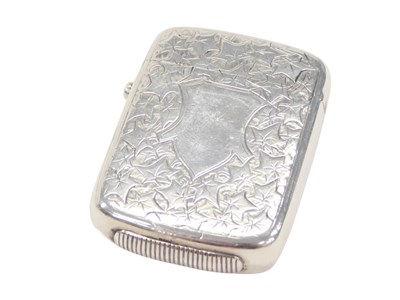 Lot 165 - A Victorian silver vesta case, with bright cut...