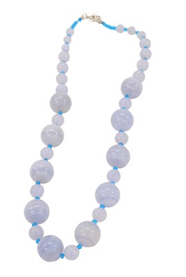 Lot 458 - A blue lace agate necklace, with graduated...
