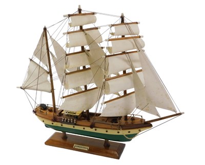 Lot 308 - A Gorch Fock model ship, 43cm high, 51cm wide.