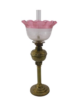 Lot 316 - A late 19th/early 20thC brass oil lamp, with...