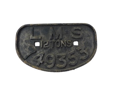 Lot 390 - An LMS cast sign, stamped 12 tons and numbered...