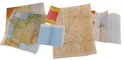 Lot 596 - Ordnance Survey maps, WWII military silk...