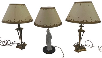 Lot 656 - Three table lamps, comprising a Xu Li Qing...