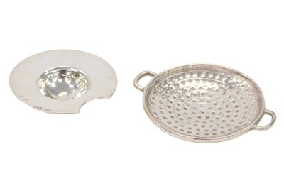 Lot 23 - A Dutch silver miniature two handled strainer,...