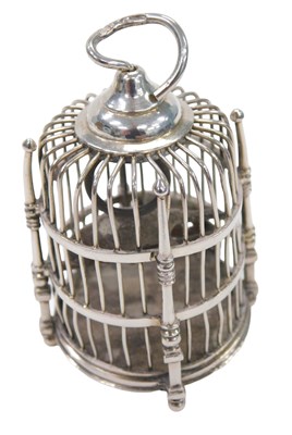 Lot 30 - A Dutch silver miniature of a bird cage, with...