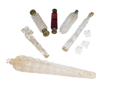 Lot 561 - Five various cut glass scent...
