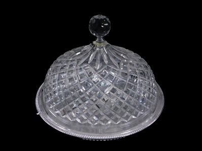 Lot 837 - A silver plated and crystal ceiling light,...