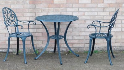 Lot 886 - A green painted aluminium garden...