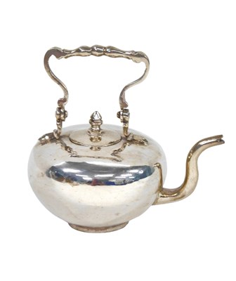 Lot 194 - A Dutch silver miniature teapot, of squat...
