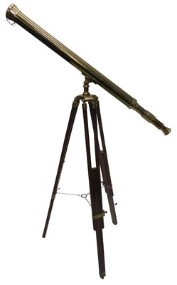Lot 912 - A reproduction brass telescope, on turned...