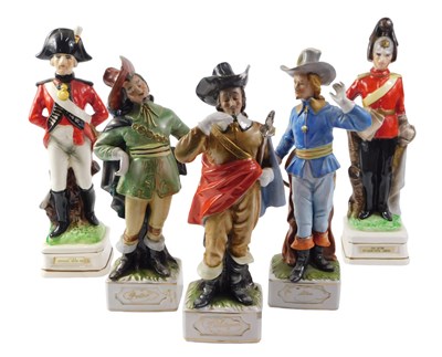 Lot 311 - Five Continental porcelain military figures, D'...