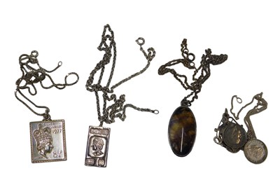 Lot 535 - Silver jewellery, comprising two silver ingot...