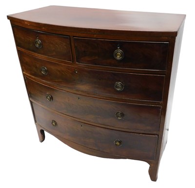 Lot 1004 - A 19thC mahogany bowfront chest of drawers,...