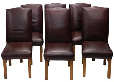 Lot 1003 - A set of six oak highback dining chairs, each...
