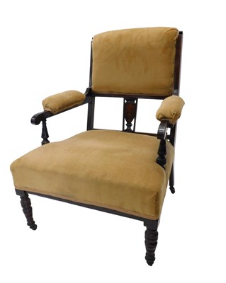 Lot 975 - An Edwardian mahogany ebonised and marquetry...