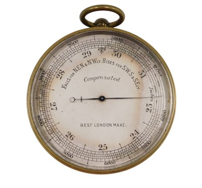 Lot 710 - A 20thC barometer, in a brass case with a...