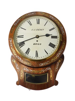 Lot 339 - A 19thC rosewood drop dial wall clock signed J....