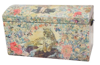 Lot 959 - A domed topped trunk, with applied overall...