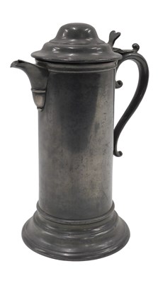 Lot 387 - A 19thC English pewter communion flagon, with...