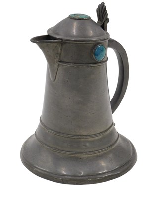 Lot 393 - An Arts & Crafts pewter lidded tankard, inset...