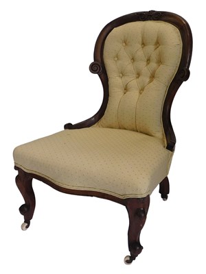 Lot 968 - A Victorian walnut spoonback chair, with a...