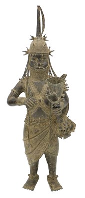 Lot 563 - A Benin oba copper alloy tribal figure, 130cm...