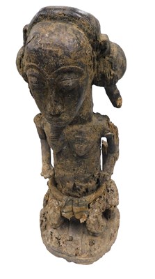 Lot 233 - A Baule tribal figure, Ivory Coast, 80cm high.