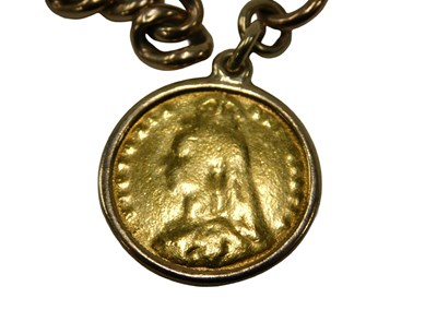 Lot 8 - A curb link watch chain/bracelet, with two...