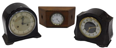 Lot 111 - Two Smith's Enfield mantel clocks, in brown...